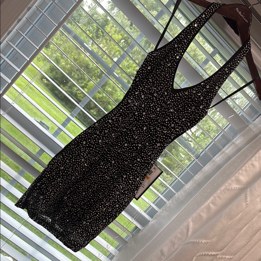 B Darlin Glittering Black and Silver Mini Dress